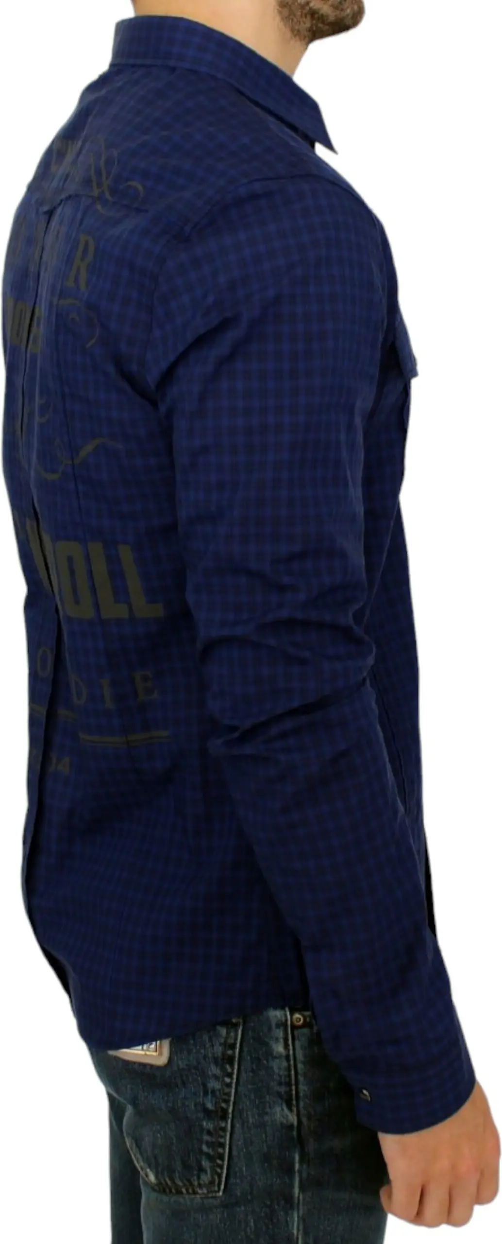 Shirt Costume National Blue checkered cotton