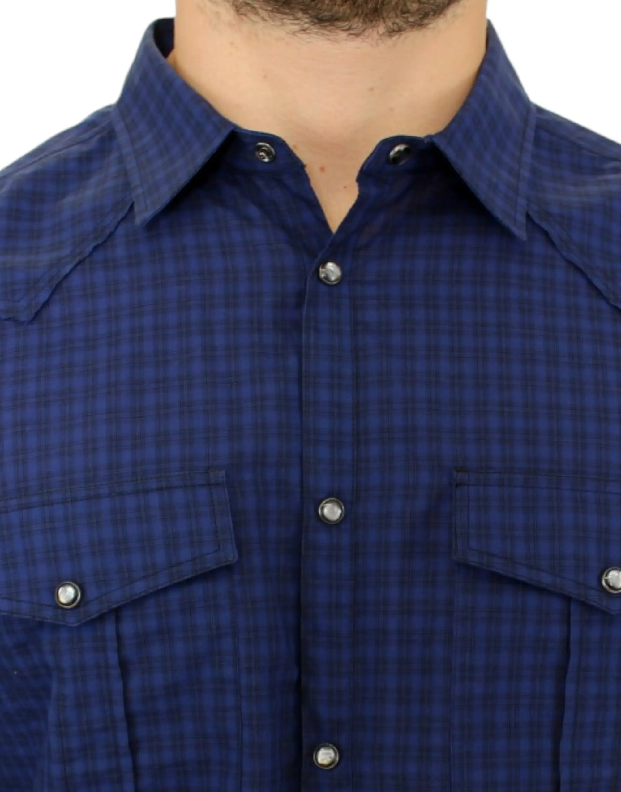 Shirt Costume National Blue checkered cotton