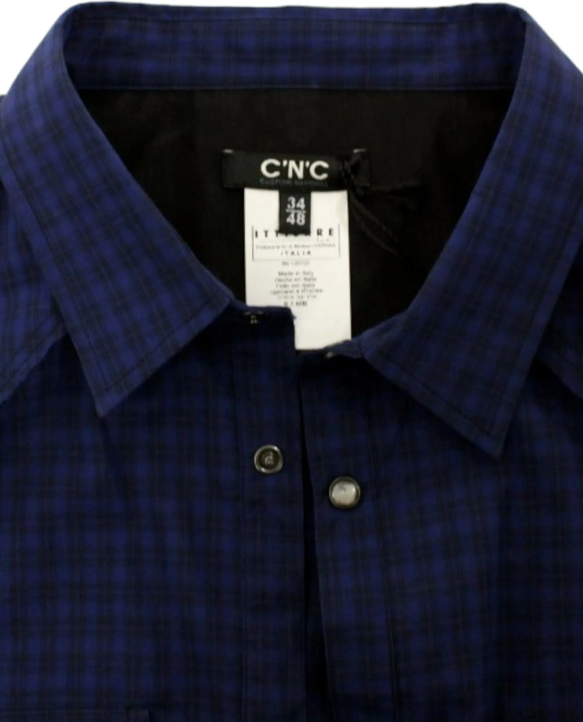 Shirt Costume National Blue checkered cotton