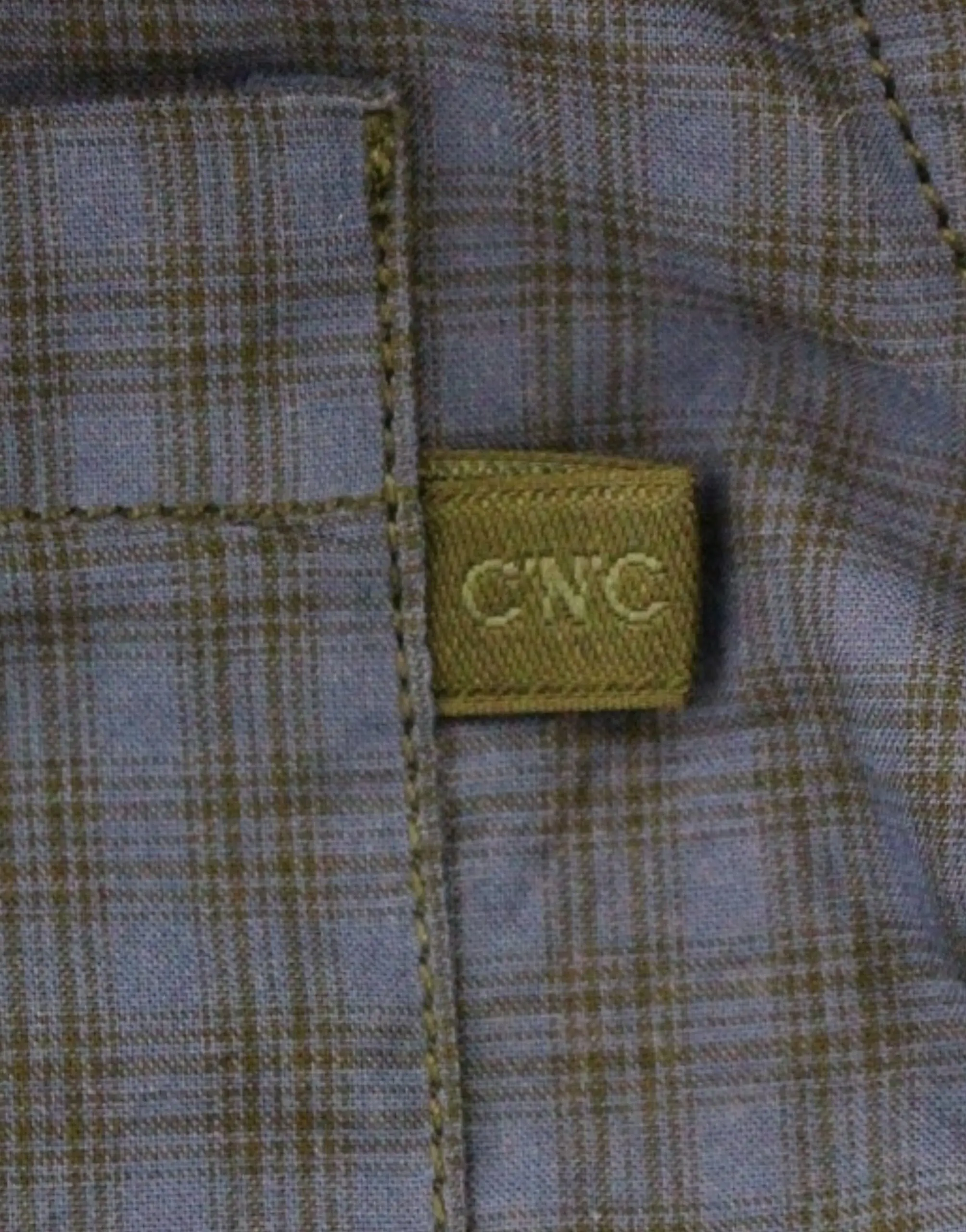 Shirt Costume National Blue checkered cotton