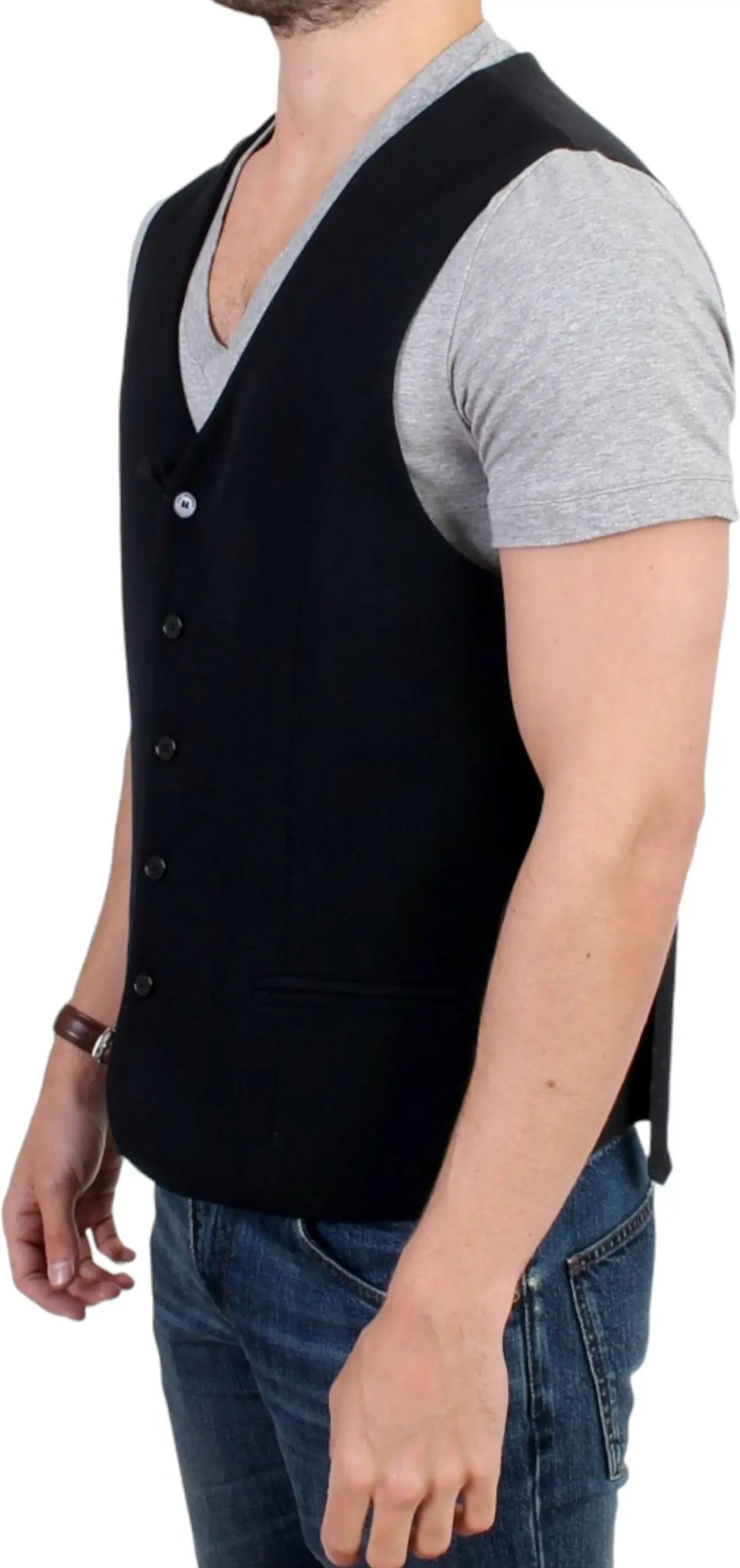 Vest Costume National Black wool blend casual vest