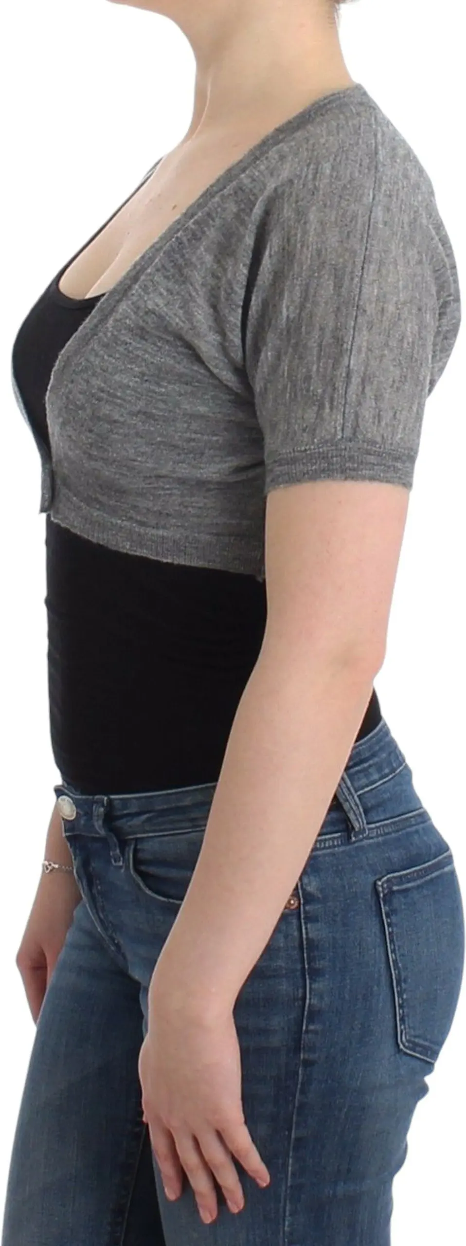 Cardigan Sweater Ermanno Scervino Lingerie Knit Gray Bolero