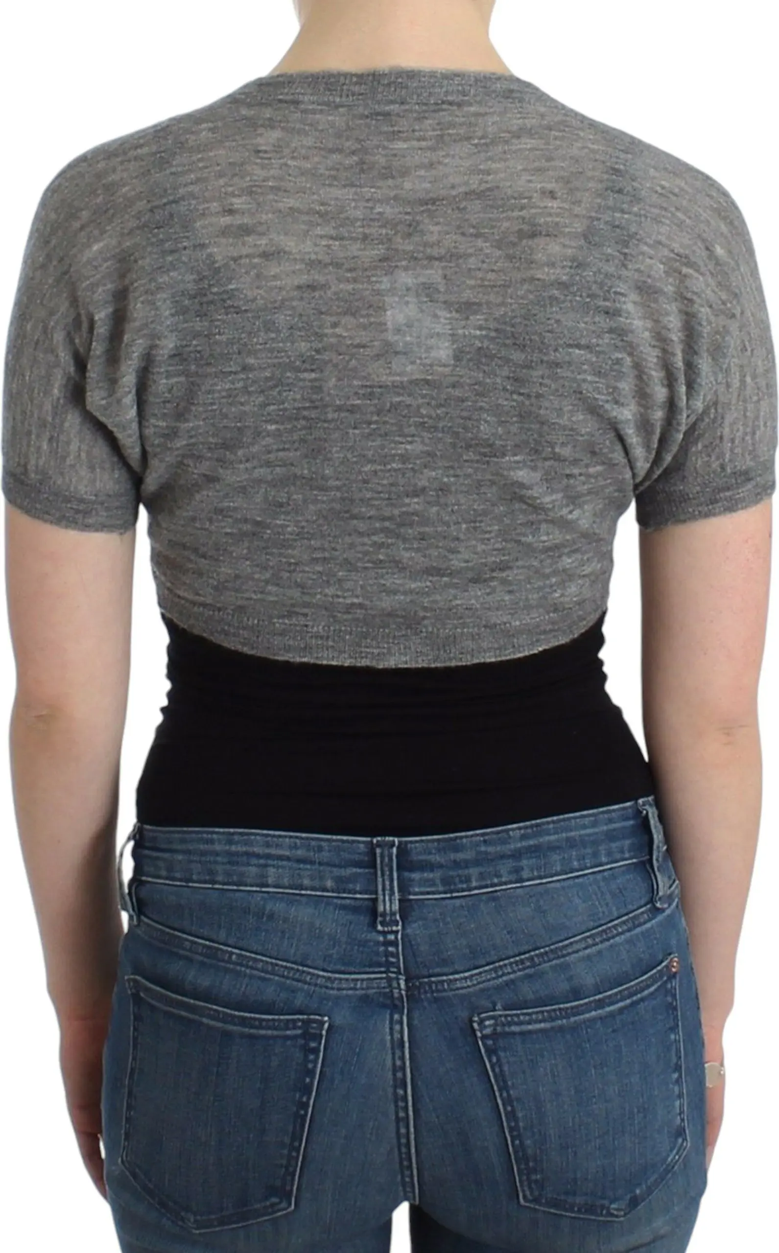 Cardigan Sweater Ermanno Scervino Lingerie Knit Gray Bolero