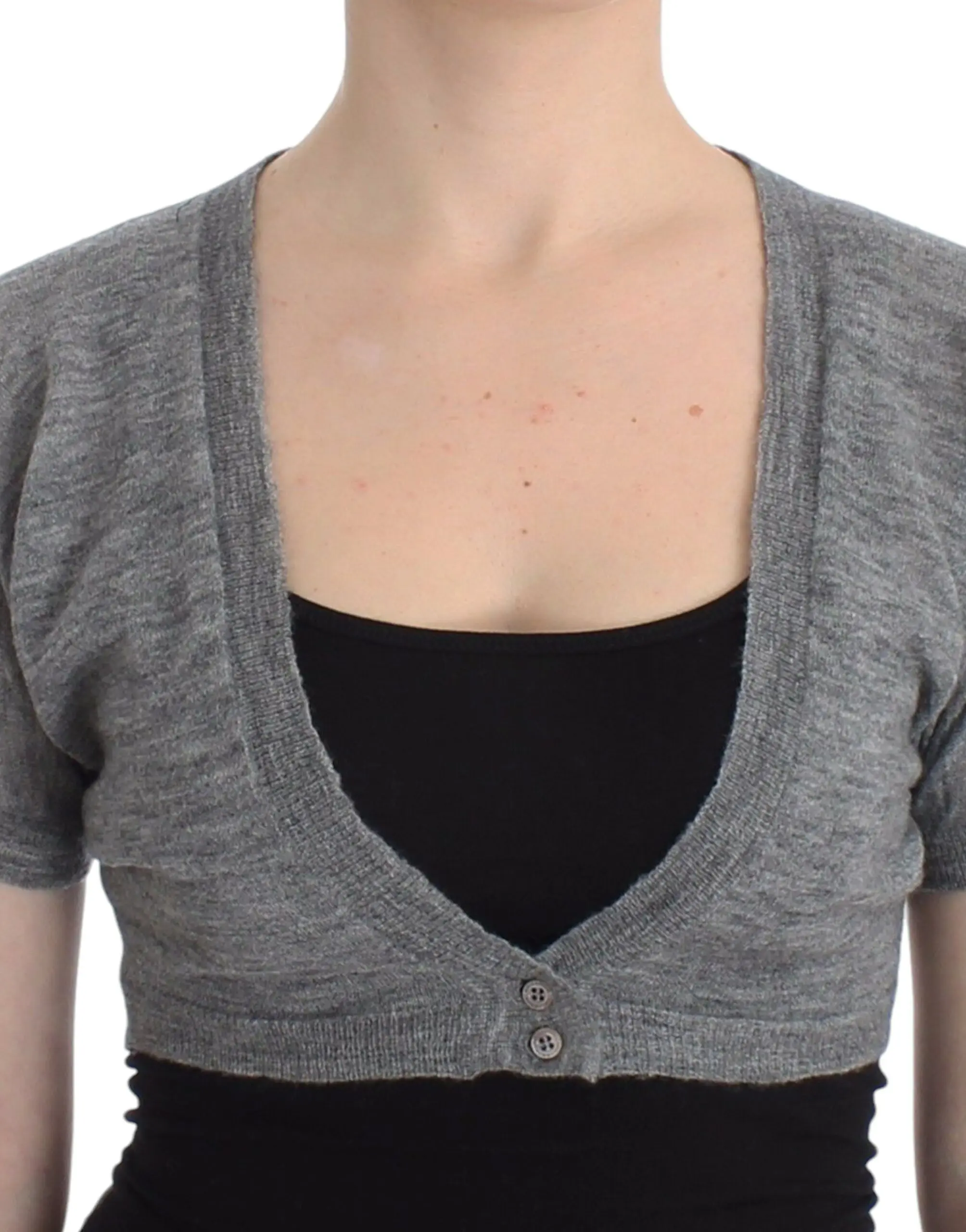 Cardigan Sweater Ermanno Scervino Lingerie Knit Gray Bolero