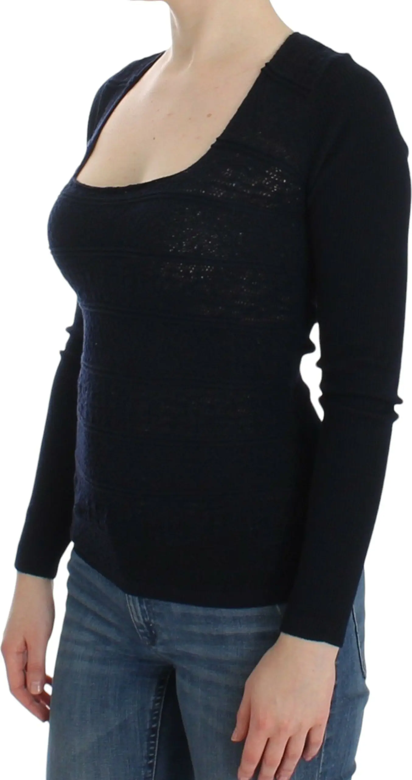 Jumper Ermanno Scervino Blue Knitted Wool Stretch Sweater Top