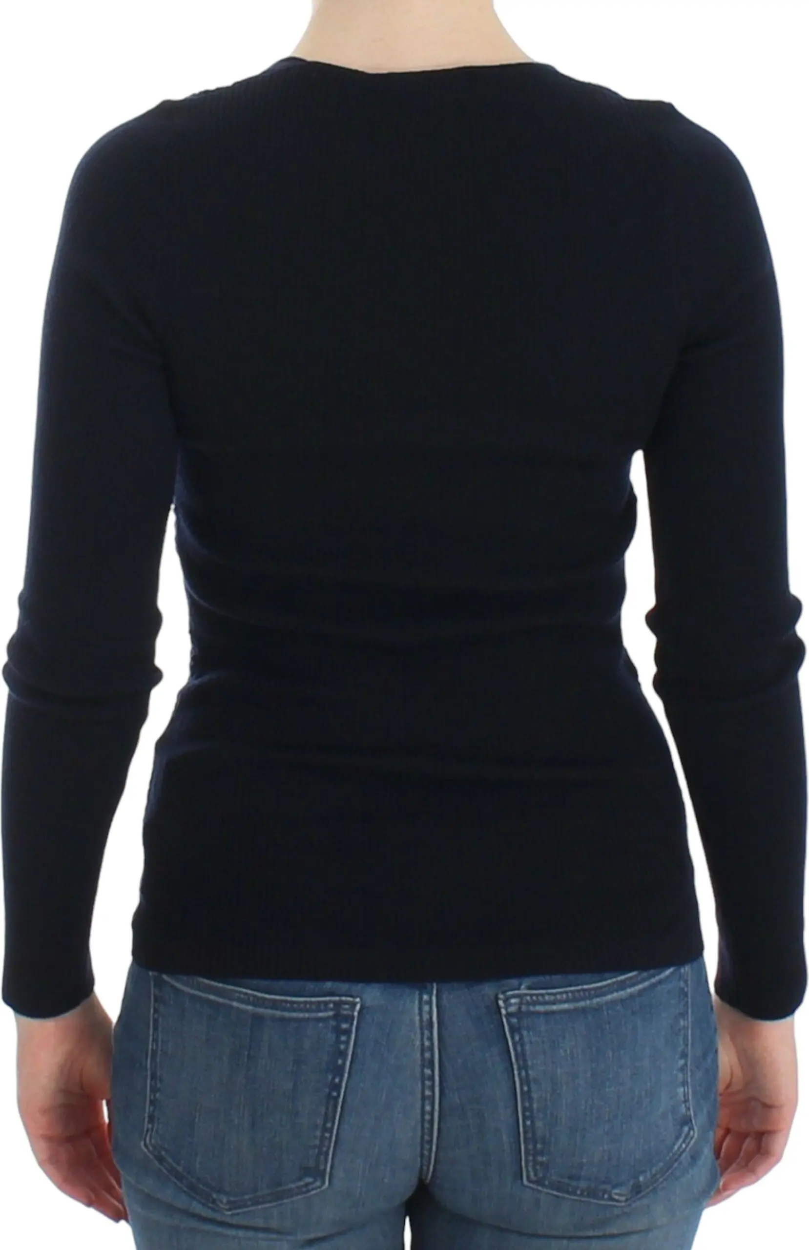 Jumper Ermanno Scervino Blue Knitted Wool Stretch Sweater Top