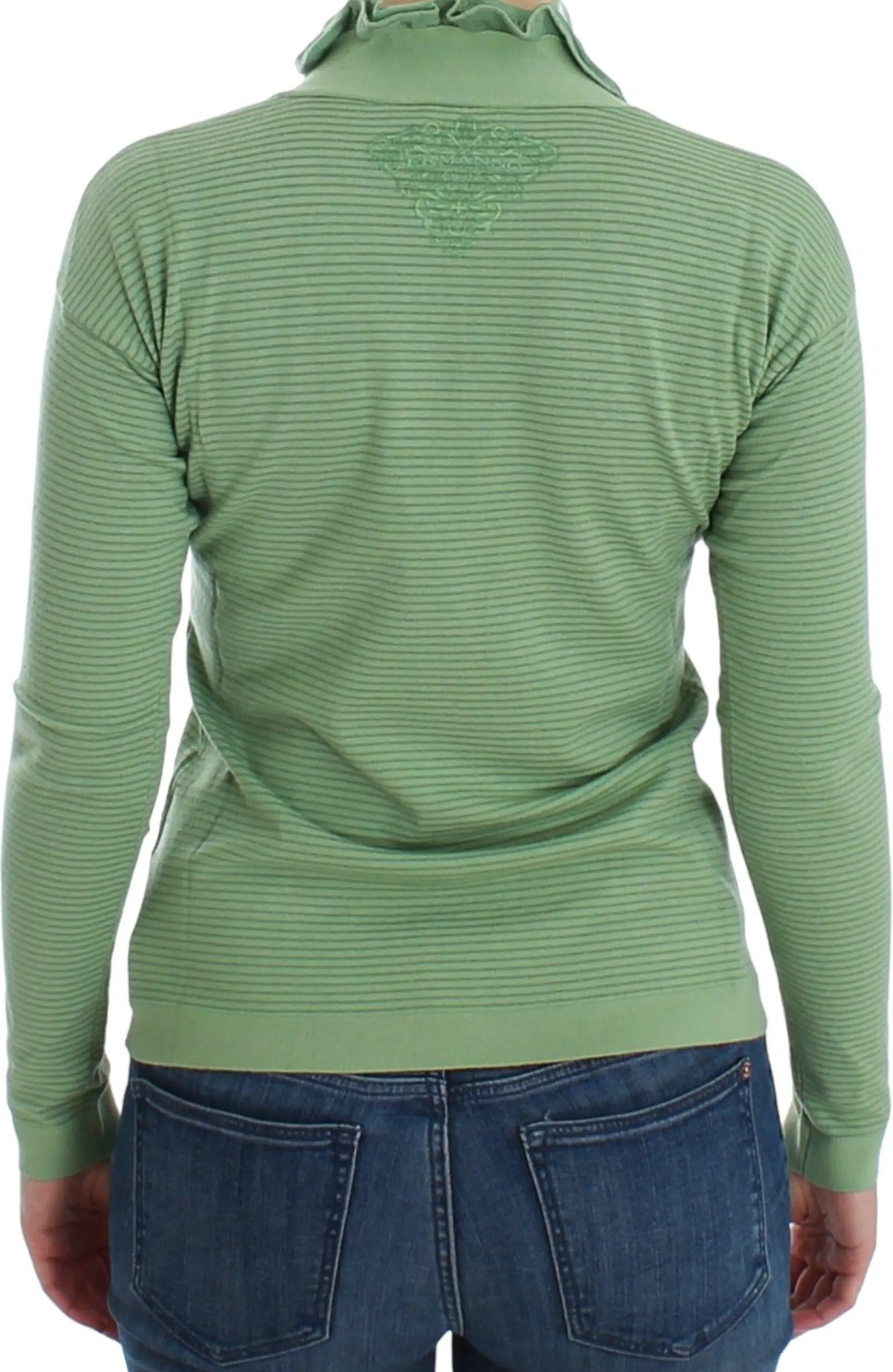 Sweater Ermanno Scervino Green Wool Blend Striped Long Sleeve