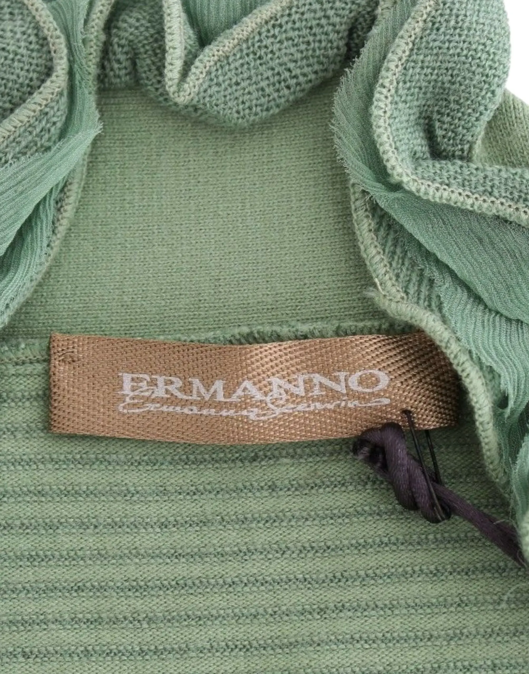 Sweater Ermanno Scervino Green Wool Blend Striped Long Sleeve