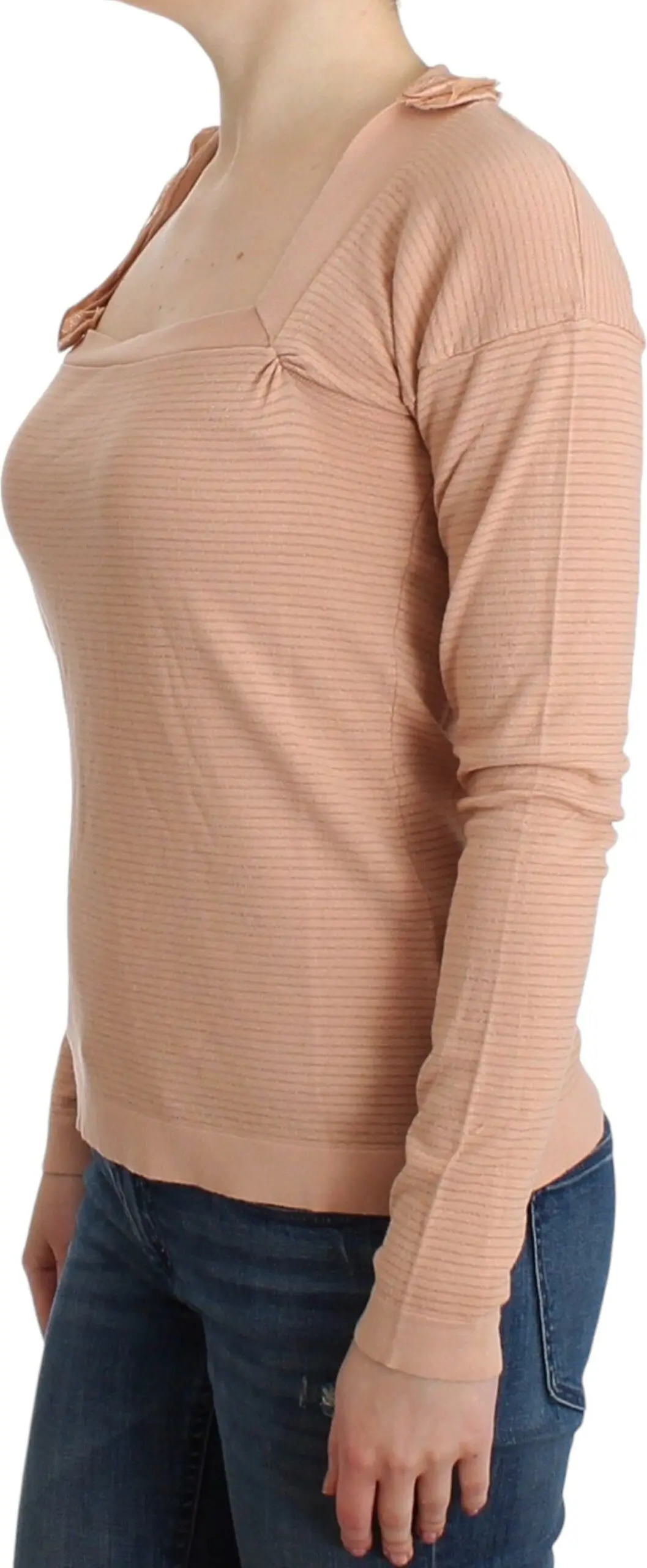 Sweater Ermanno Scervino Orange Wool Blend Striped Long Sleeve Top