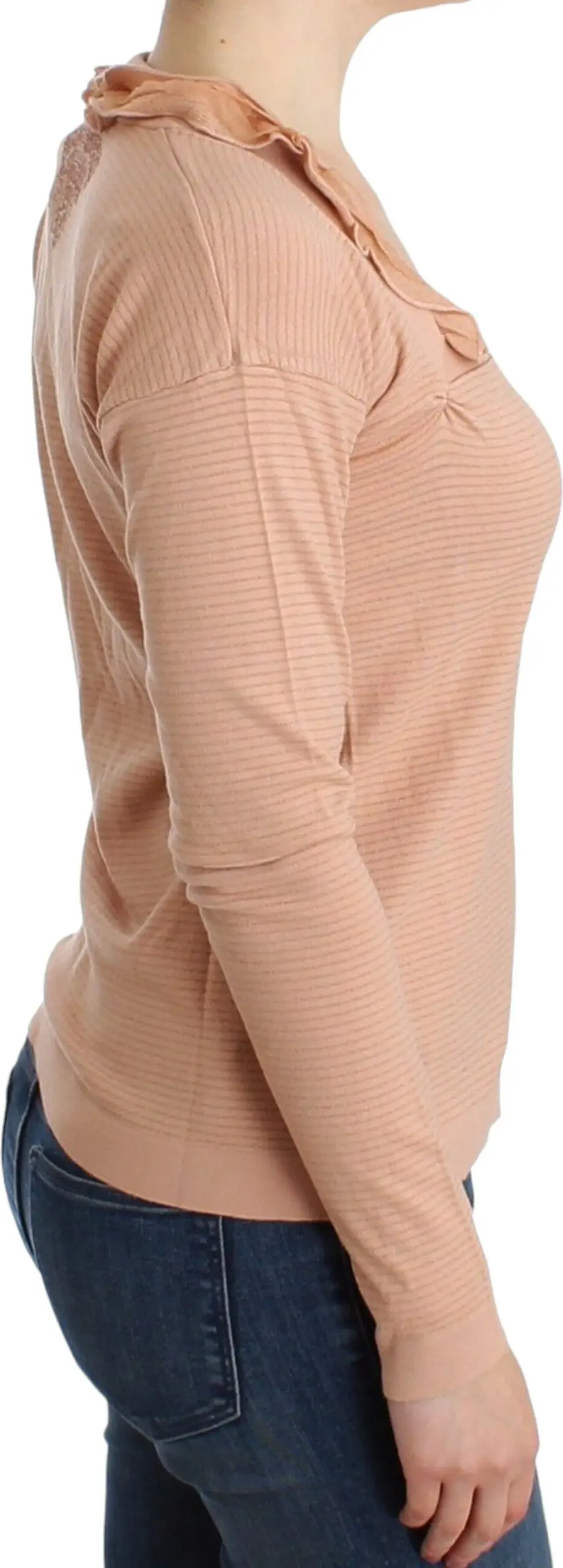Sweater Ermanno Scervino Orange Wool Blend Striped Long Sleeve Top