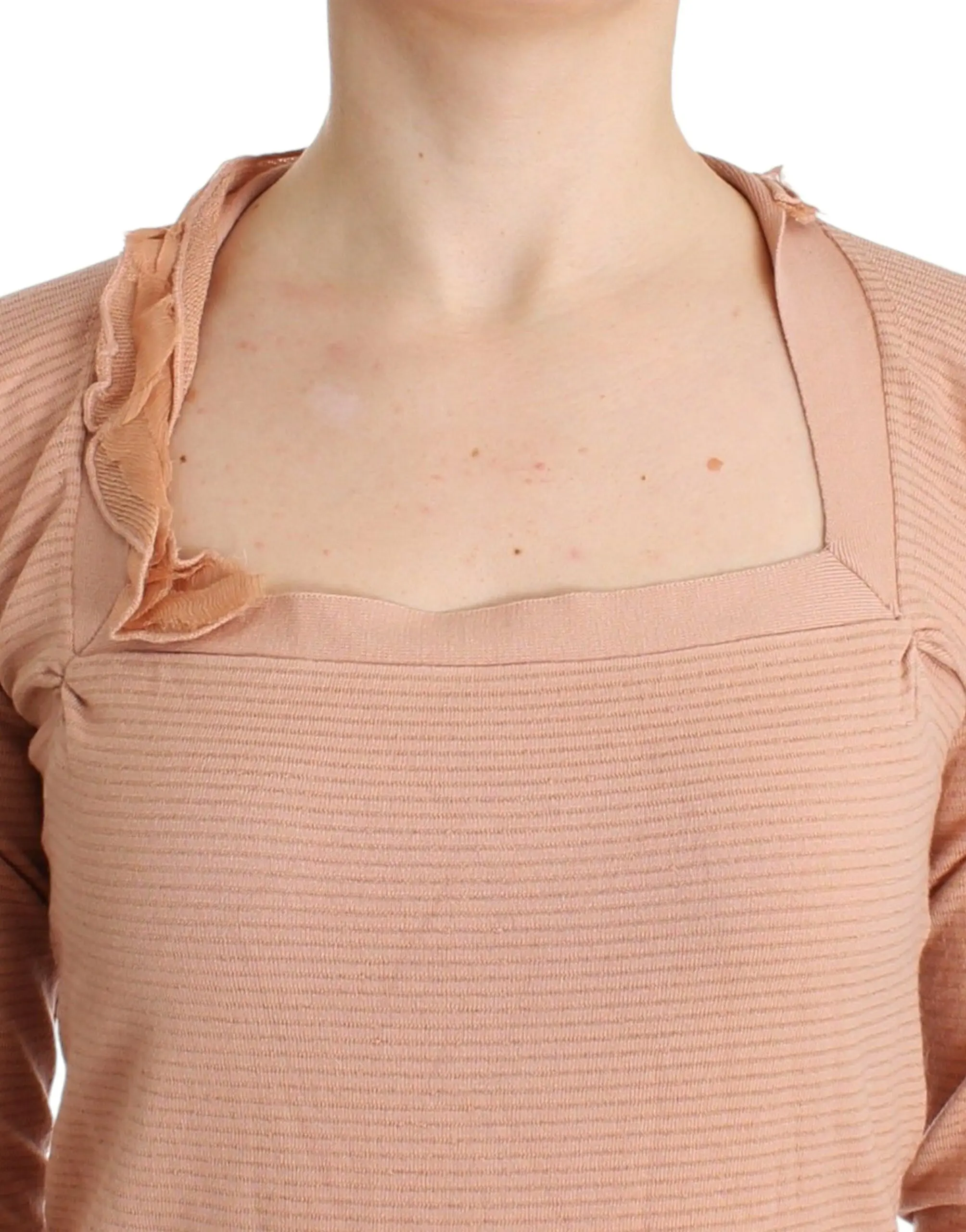 Sweater Ermanno Scervino Orange Wool Blend Striped Long Sleeve Top