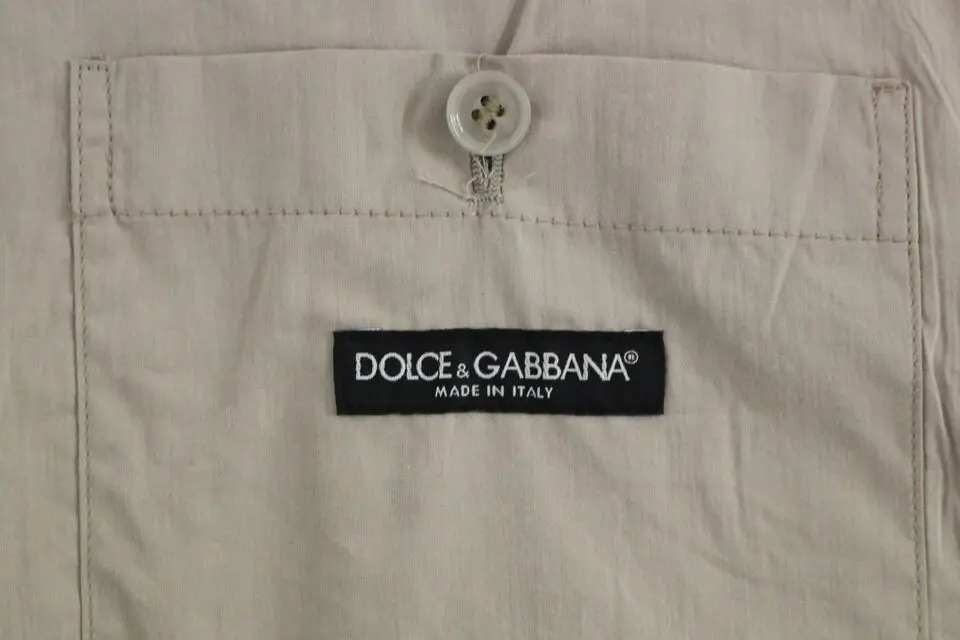 Vest Dolce & Gabbana Beige Cotton Slim Fit Button Front Dress Vest