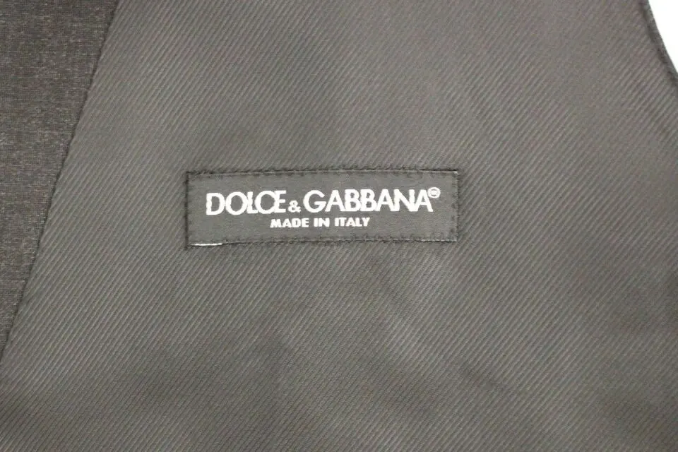 Vest Dolce & Gabbana Gray Slim Fit Button Front Dress Formal Vest