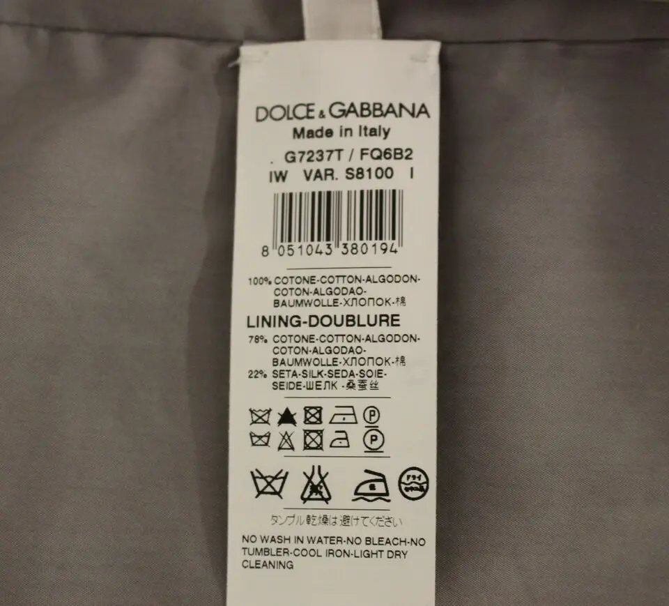 Dolce & Gabbana Kulrang Paxta Kiyim Ko'ylak Vest