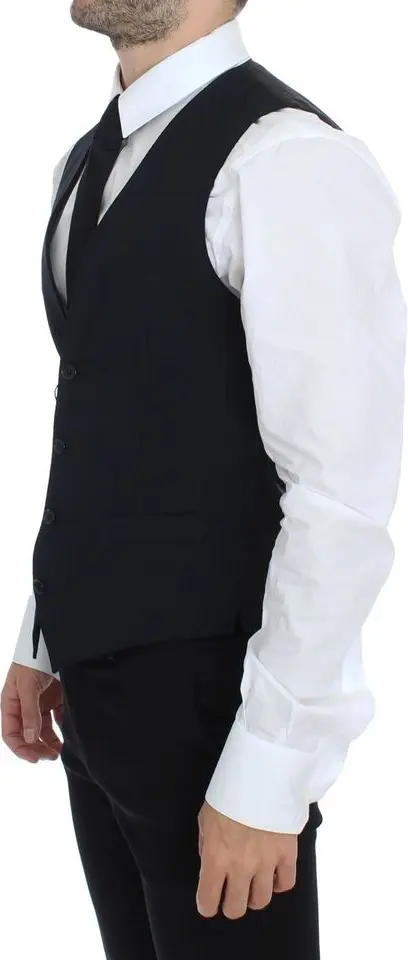 Vest Dolce & Gabbana Blue Wool Formal Dress Vest Gilet