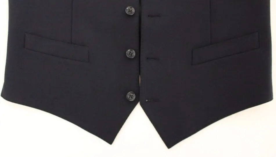 Vest Dolce & Gabbana Blue Wool Formal Dress Vest Gilet