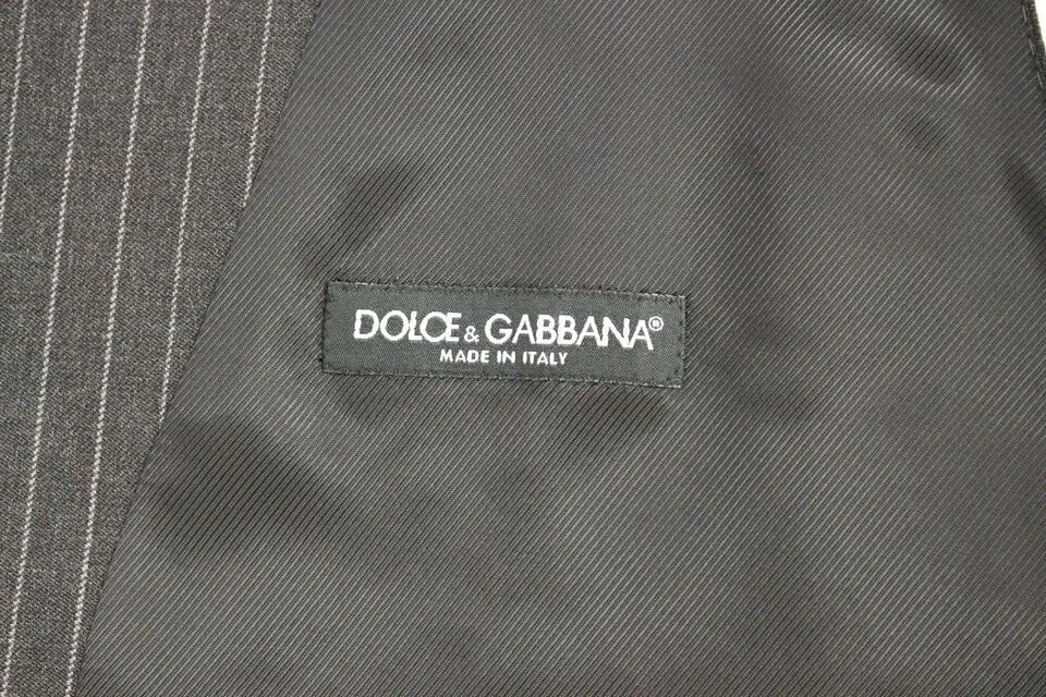 Жилет Dolce & Gabbana Серый в полоску Шерстяной Однобортный Жилет