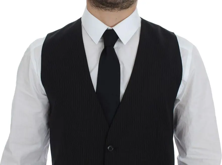 Dolce & Gabbana Black Striped Eligant Kiyim