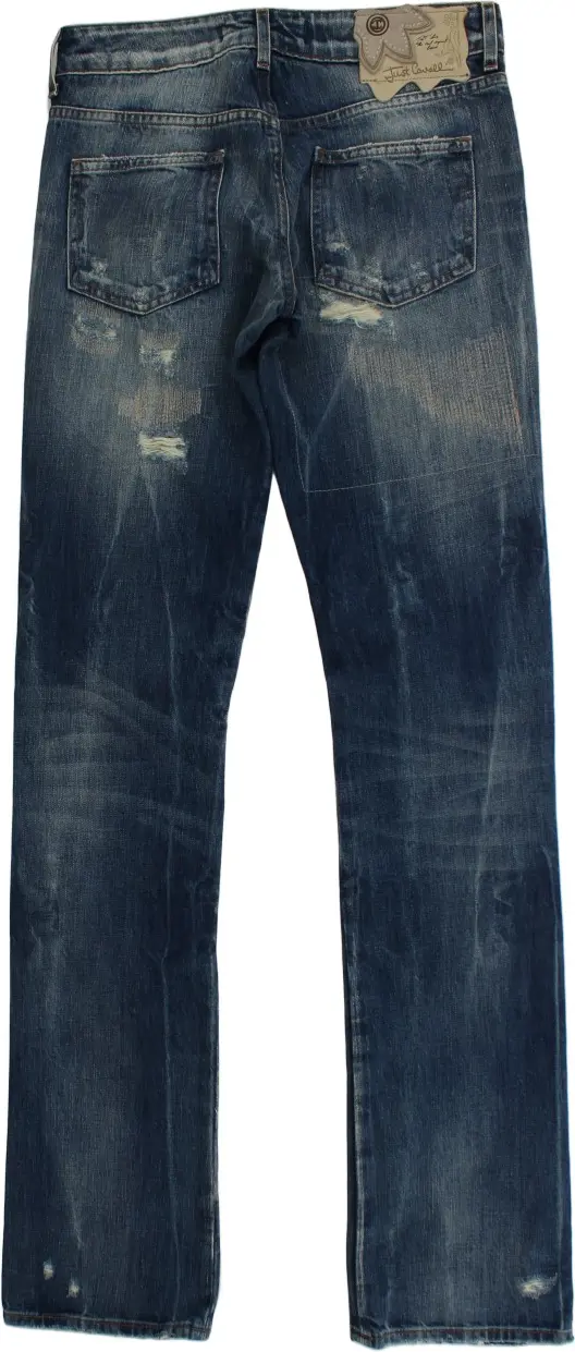 Roberto Cavalli Blue Wash Torn Straight Fit Djeans