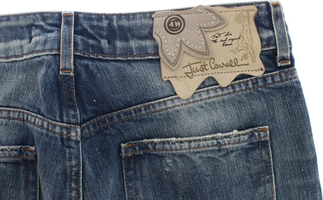 Roberto Cavalli Blue Wash Torn Straight Fit Djeans