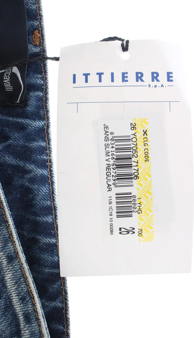 Roberto Cavalli Blue Wash Torn Straight Fit Djeans