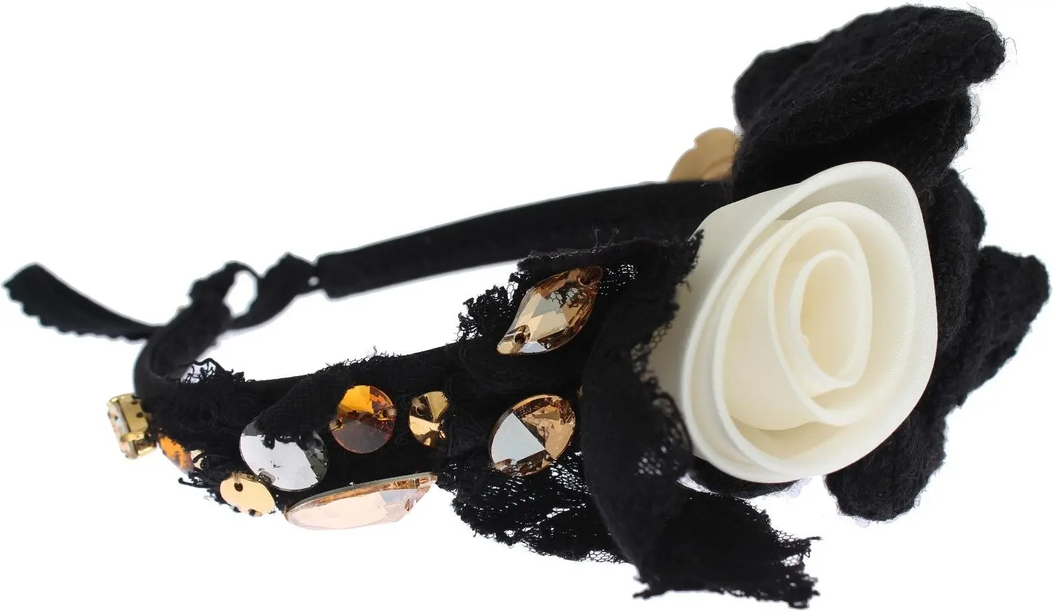 Diadem Headband Dolce & Gabbana Oq Gul Kristalli Sovg'ali Yong'oq Zargarlik Buyumi