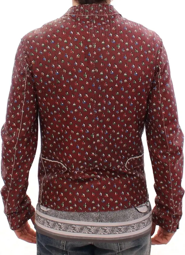 Jacket Dolce & Gabbana Bordeaux Leather Boxer Print