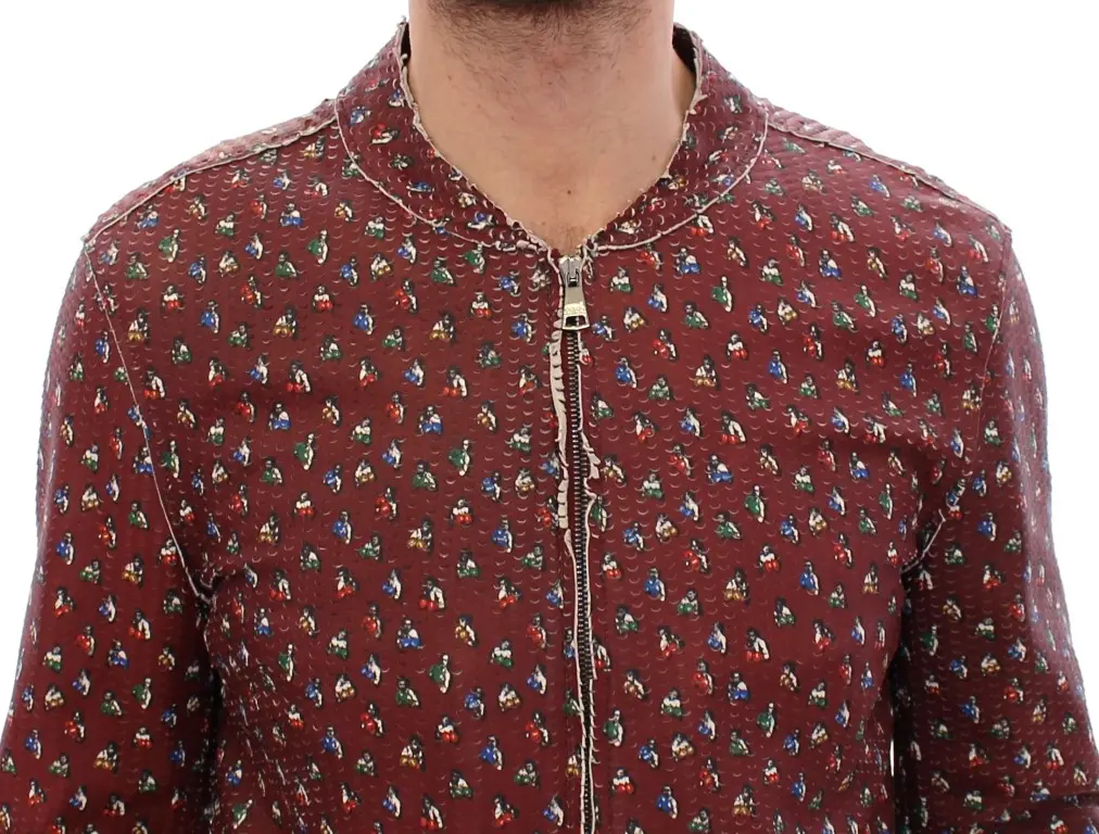 Jacket Dolce & Gabbana Bordeaux Leather Boxer Print