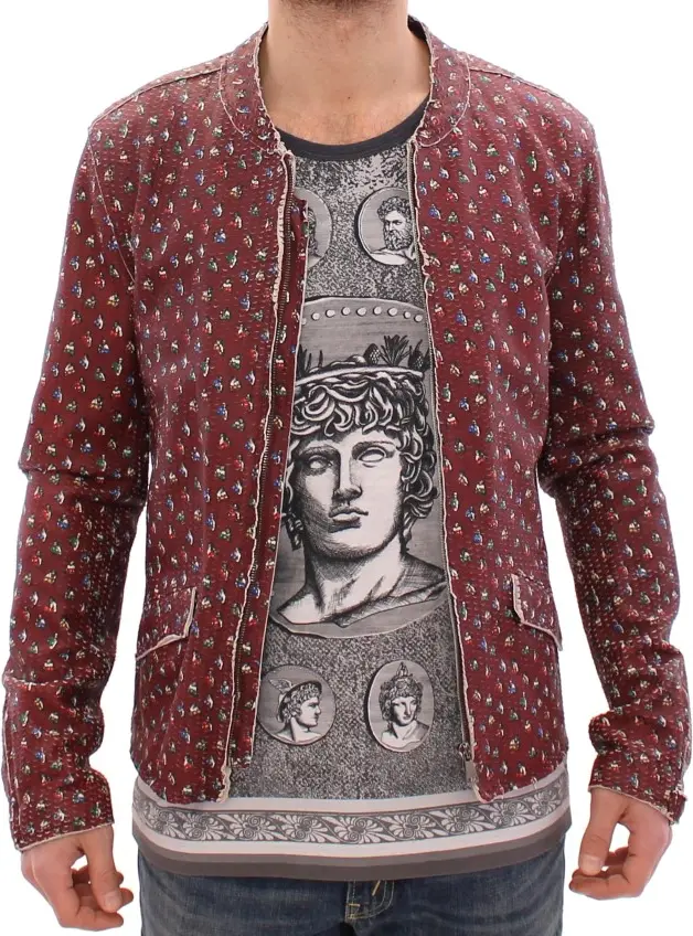 Jacket Dolce & Gabbana Bordeaux Leather Boxer Print