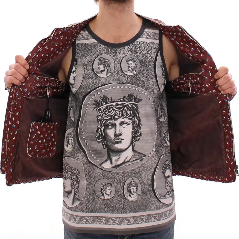 Jacket Dolce & Gabbana Bordeaux Leather Boxer Print