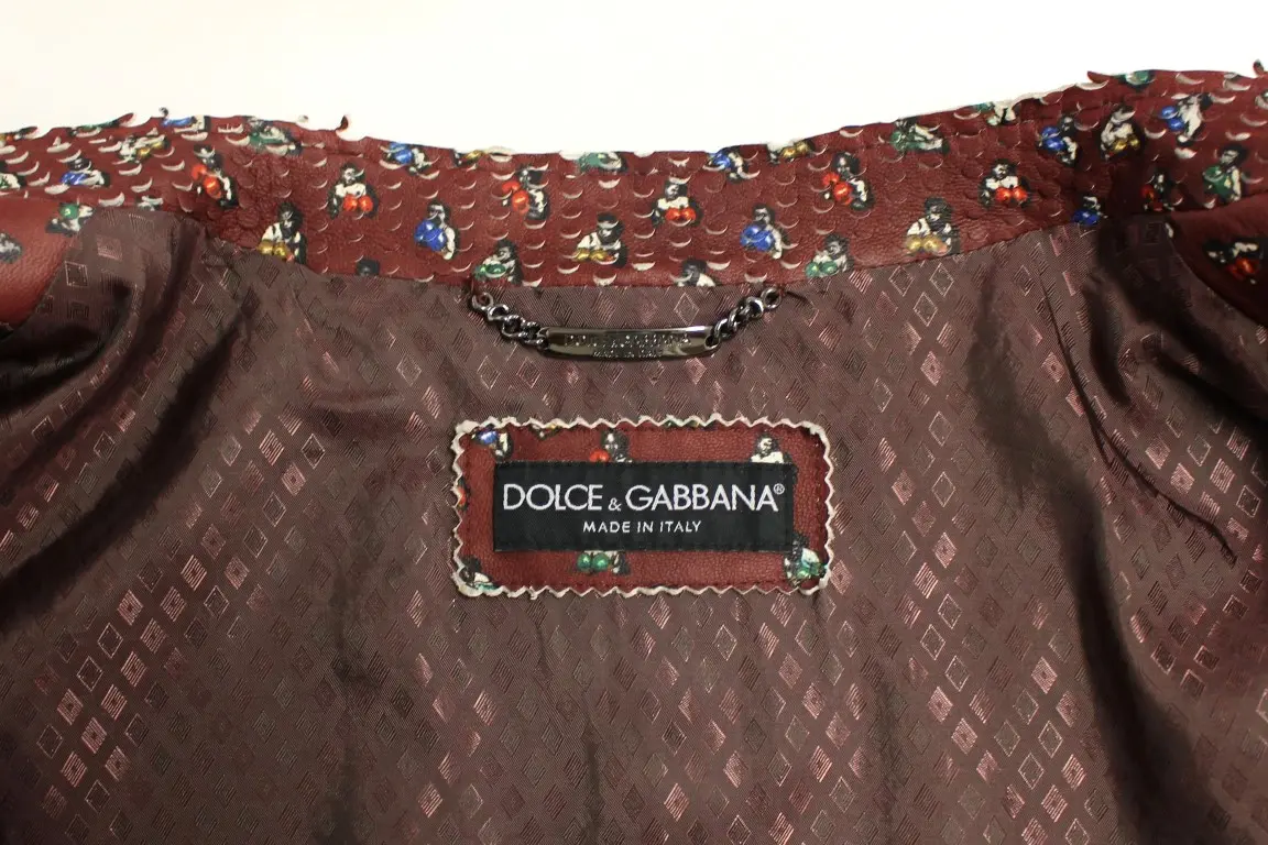 Jacket Dolce & Gabbana Bordeaux Leather Boxer Print