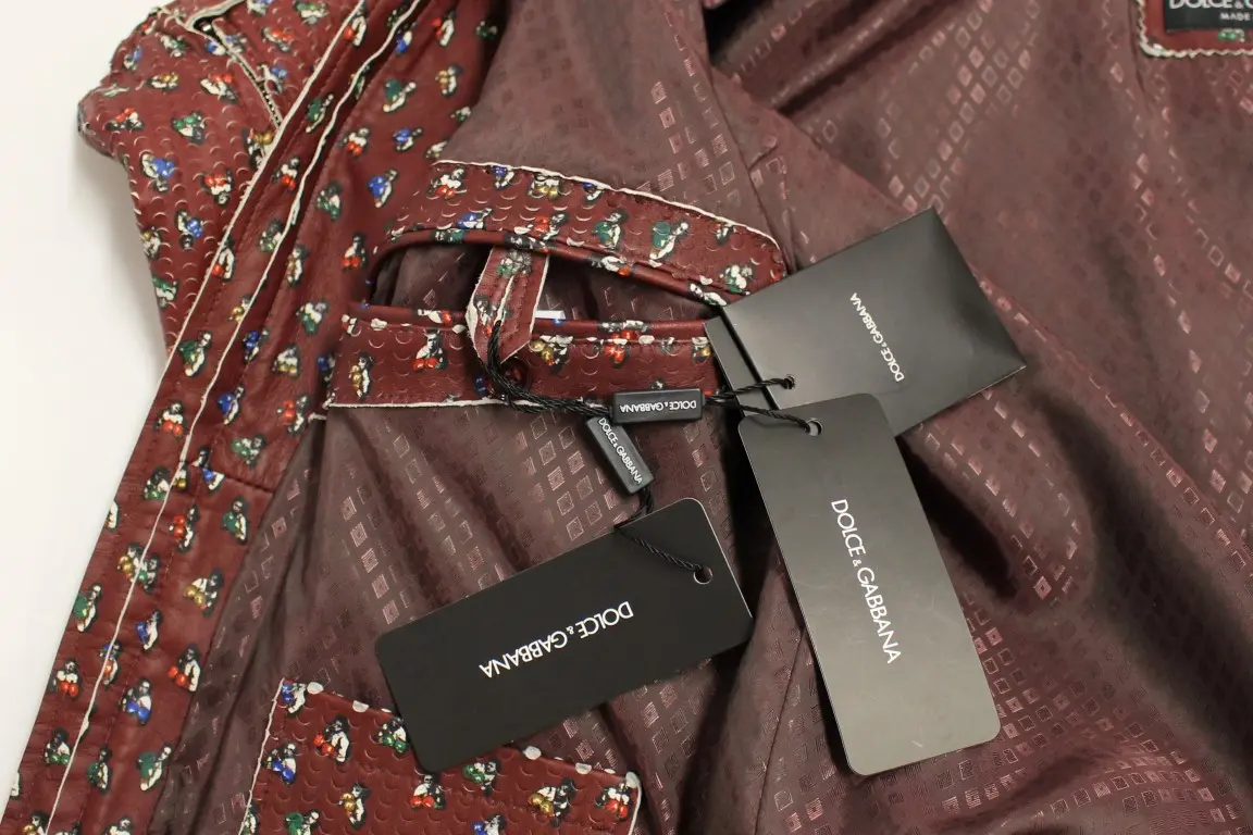 Jacket Dolce & Gabbana Bordeaux Leather Boxer Print