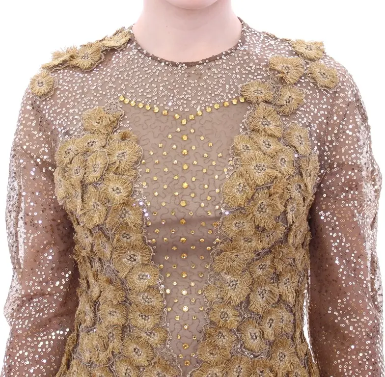Lanre Da Silva Ajayi GOLD Long Lace Maxi Crystal Dress