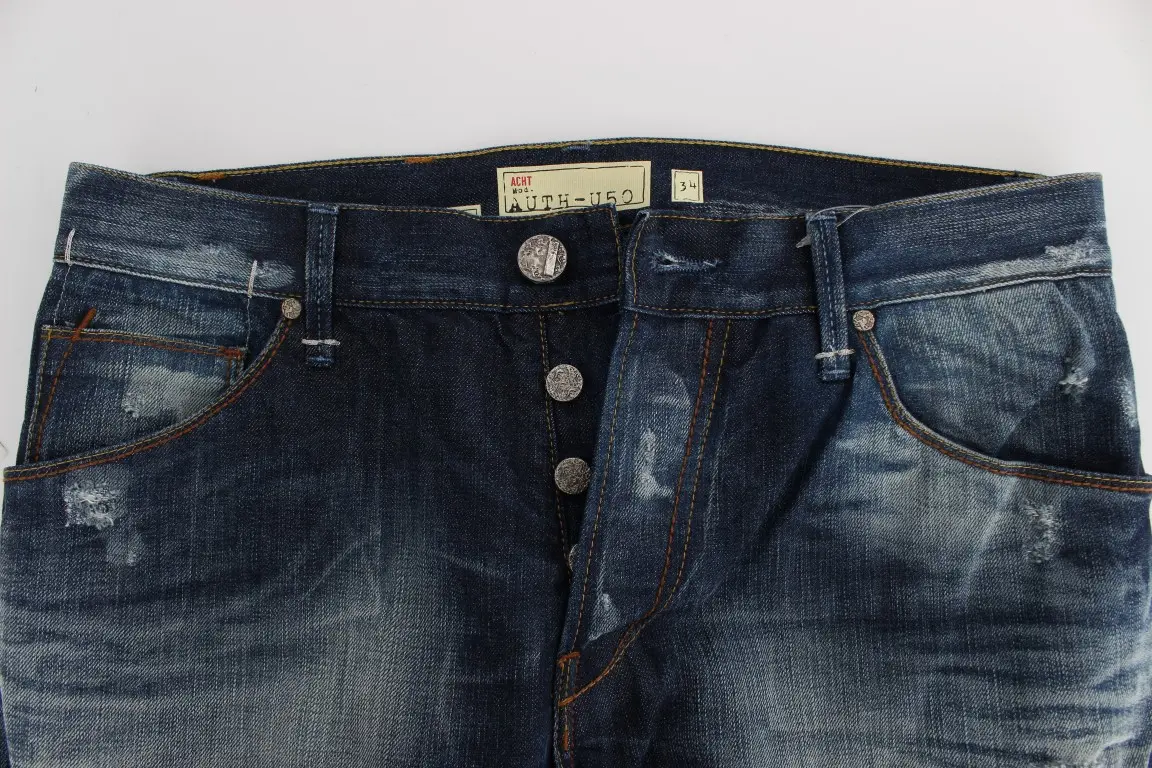 Blue Wash Cotton Denim Regular Fit Jeans Yacht