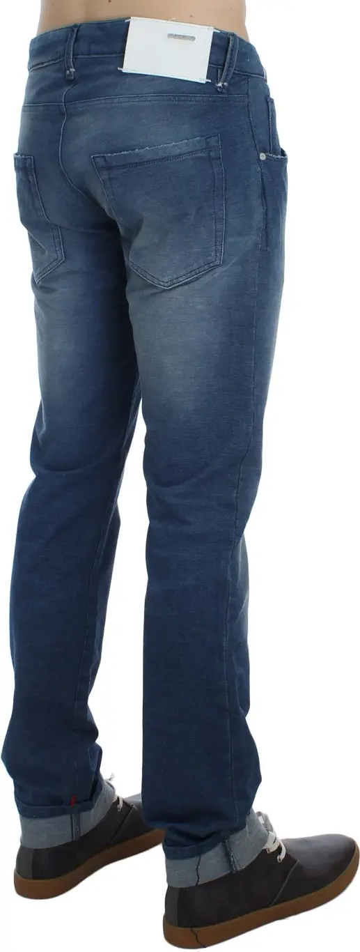 Blue Wash Denim Cotton Stretch Slim Fit Jeans
