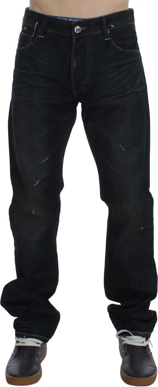 Blue Wash Cotton Denim Straight Fit Jeans Yacht
