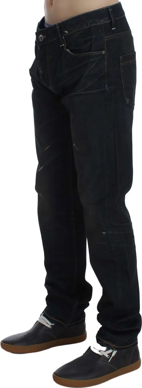 Blue Wash Cotton Denim Straight Fit Jeans Yacht