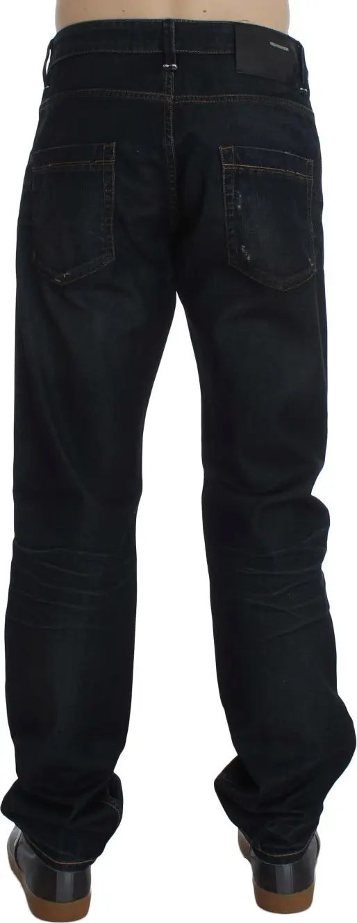 Blue Wash Cotton Denim Straight Fit Jeans Yacht