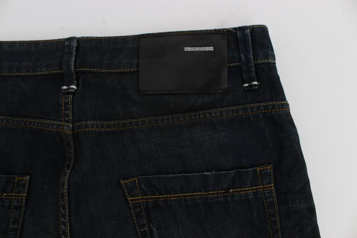 Blue Wash Cotton Denim Straight Fit Jeans Yacht