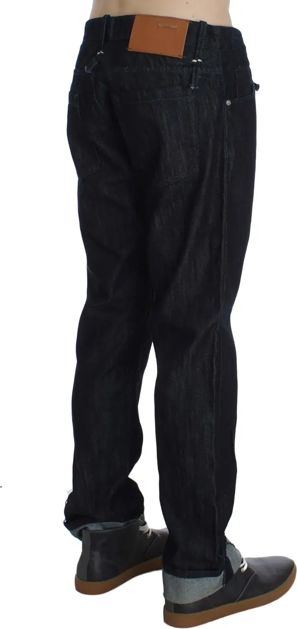 Blue Cotton Regular Straight Fit Jeans Yacht