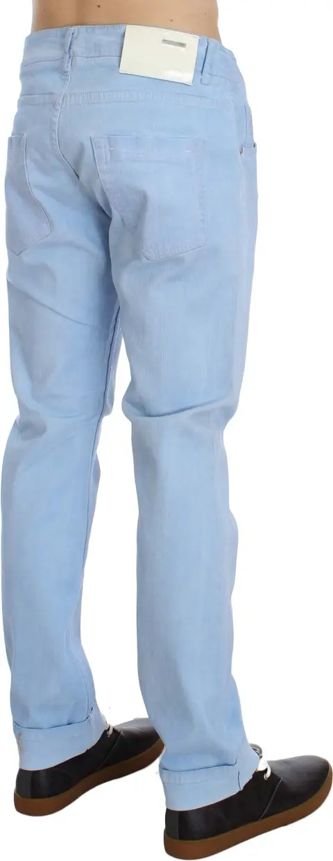 Blue Cotton Stretch Low Waist Fit Jeans Yacht