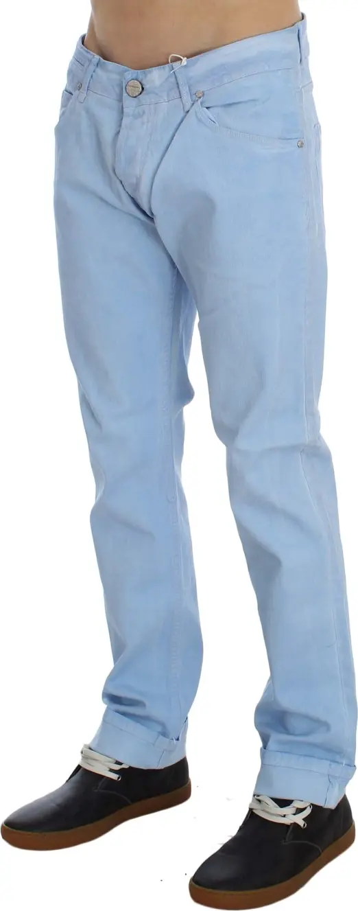 Blue Cotton Stretch Low Waist Fit Jeans Yacht