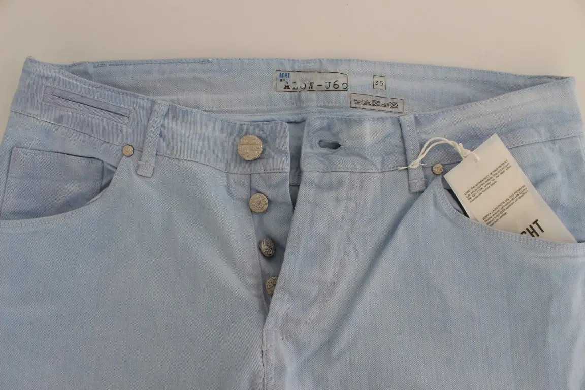 Blue Cotton Stretch Low Waist Fit Jeans Yacht