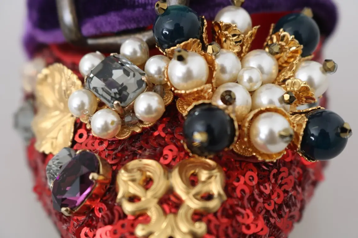Туфли Dolce & Gabbana Красные с пайетками и кристальными заклепками