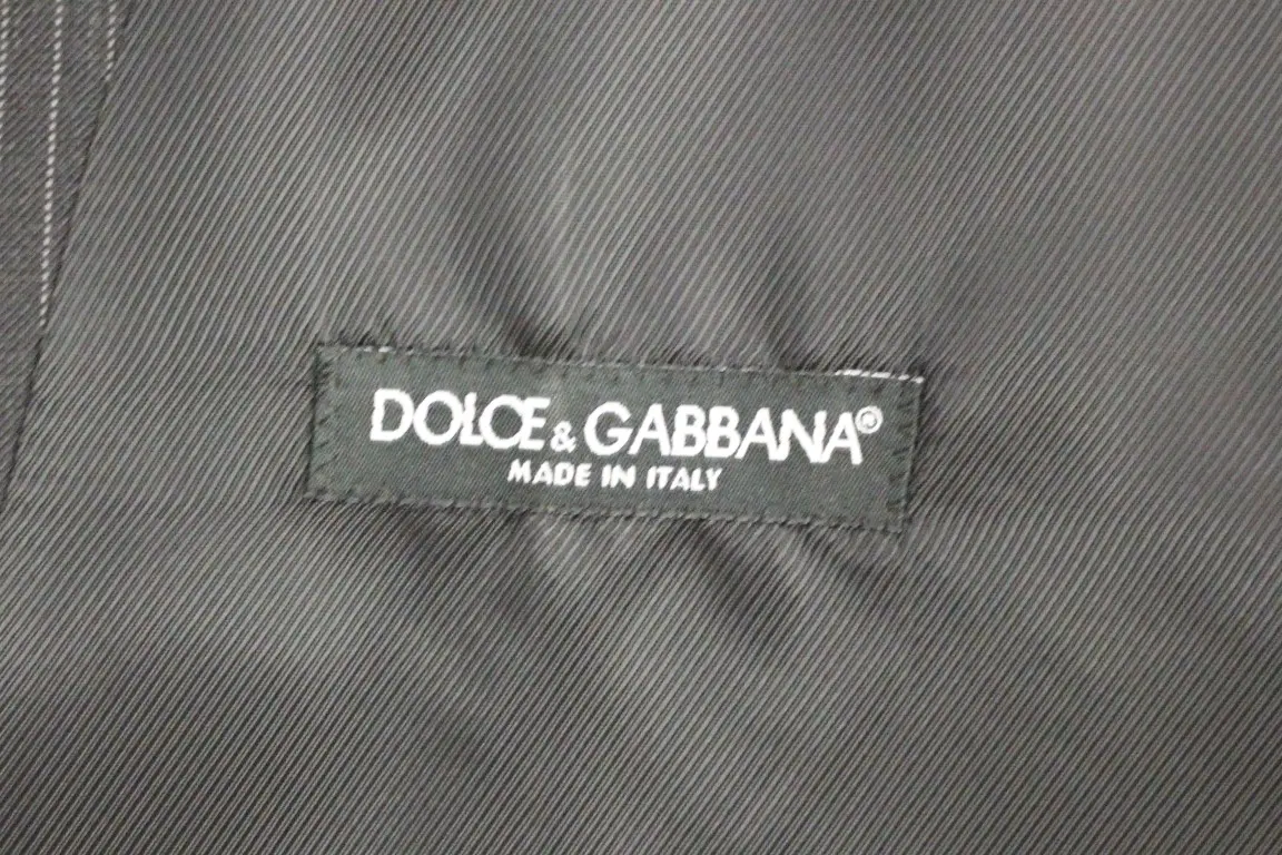 Жилет Dolce & Gabbana Серый в полоску из 100% шерсти на одной пуговице