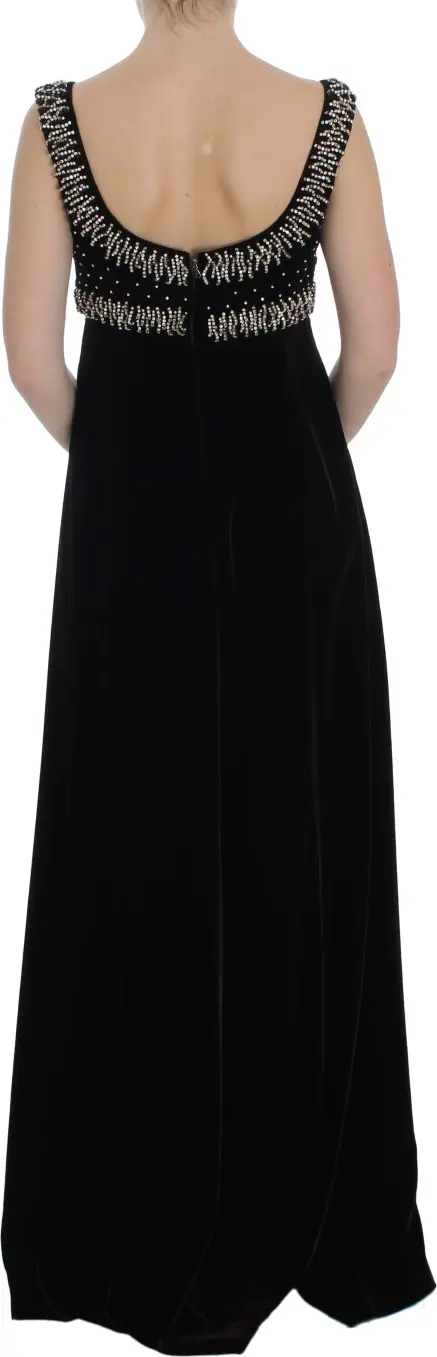 Вечернее платье Dolce & Gabbana из коричневого бархата с кристаллами, футляр