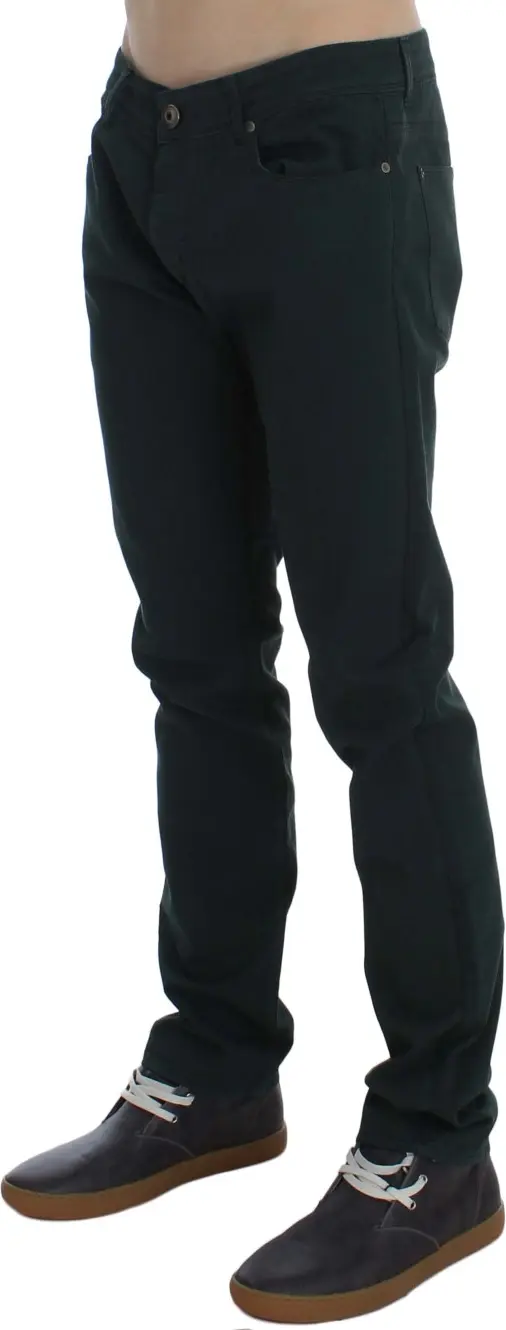 Jeans Ermanno Scervino Green Cotton Denim Stretch Straight Fit Jeans