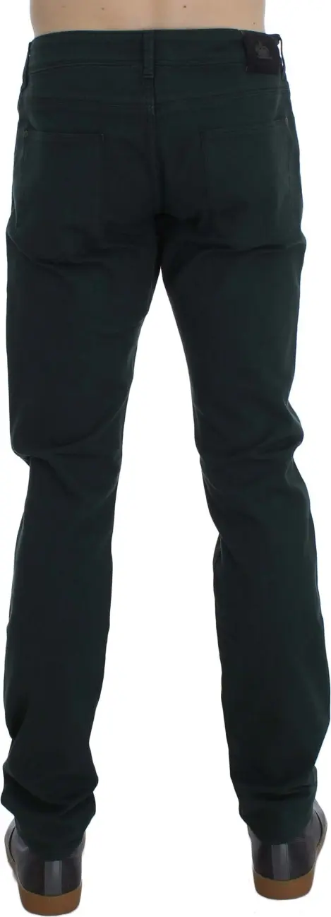 Jeans Ermanno Scervino Green Cotton Denim Stretch Straight Fit Jeans