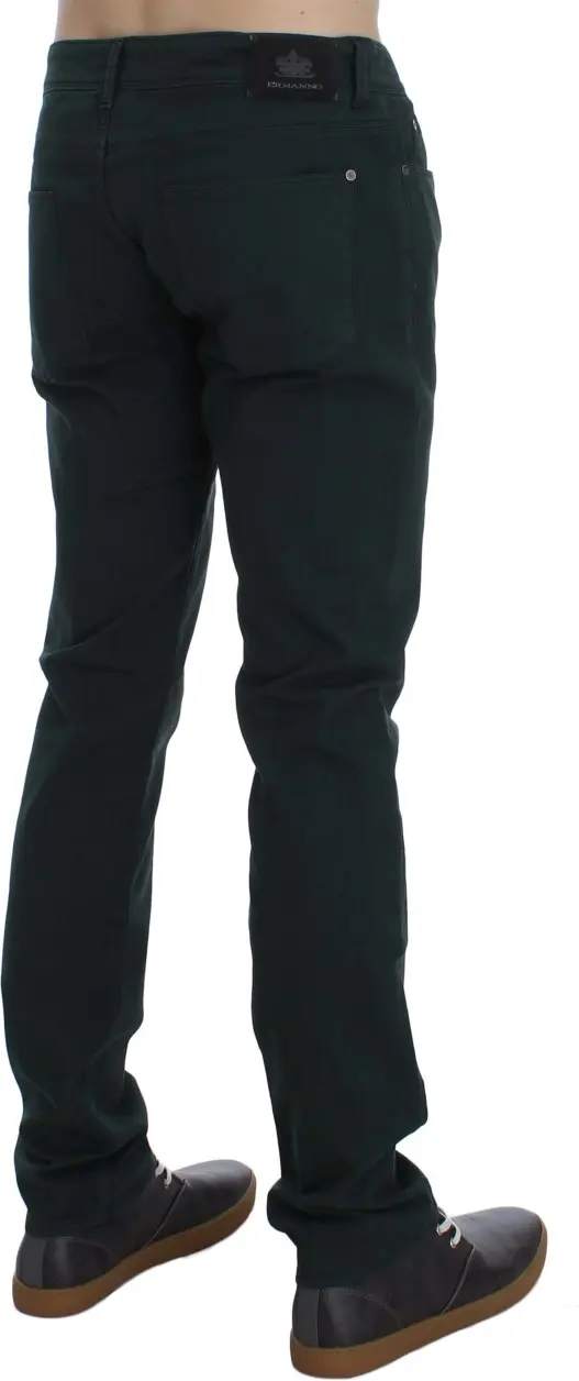 Jeans Ermanno Scervino Green Cotton Denim Stretch Straight Fit Jeans