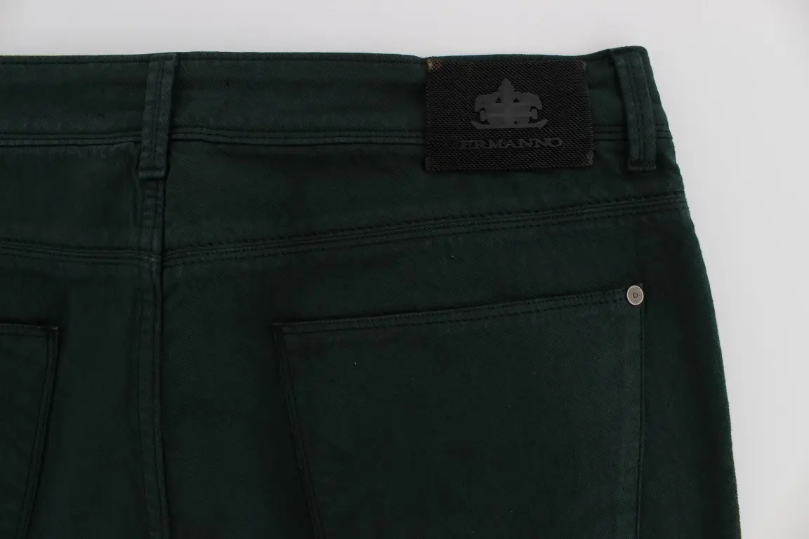 Jeans Ermanno Scervino Green Cotton Denim Stretch Straight Fit Jeans